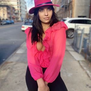 Pink romantic and sexy bodysuit wear once